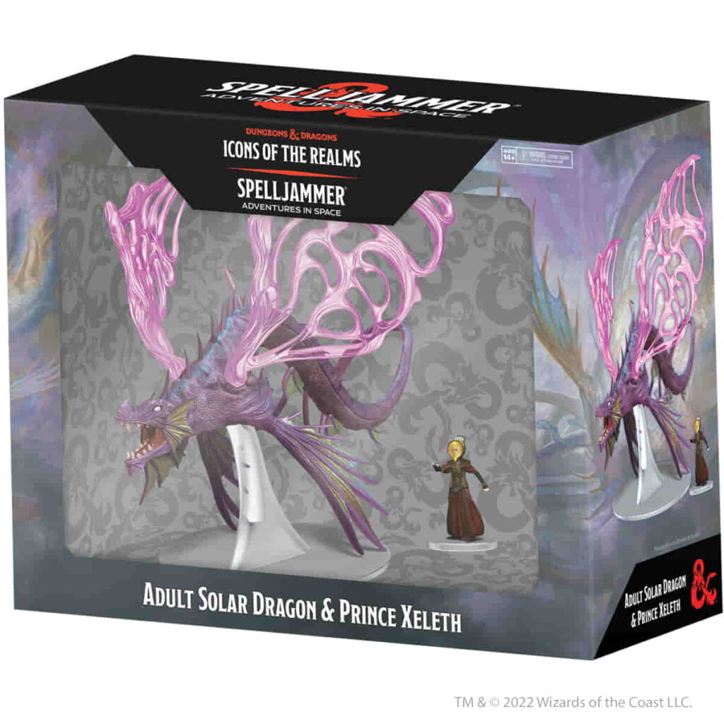 Dungeons & Dragons Icons of the Realms Spelljammer Adventures In Space Adult Solar Dragon and Prince Xeleth Premium Miniatures