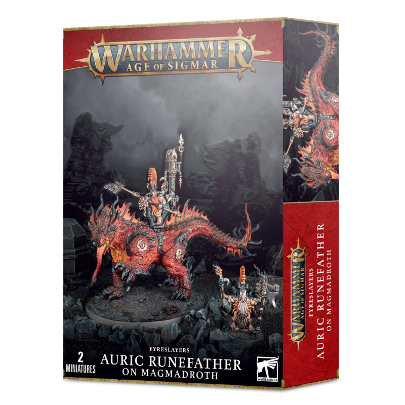 Games Workshop Warhammer Age of Sigmar Fyreslayers Auric Runefather on Magmadroth